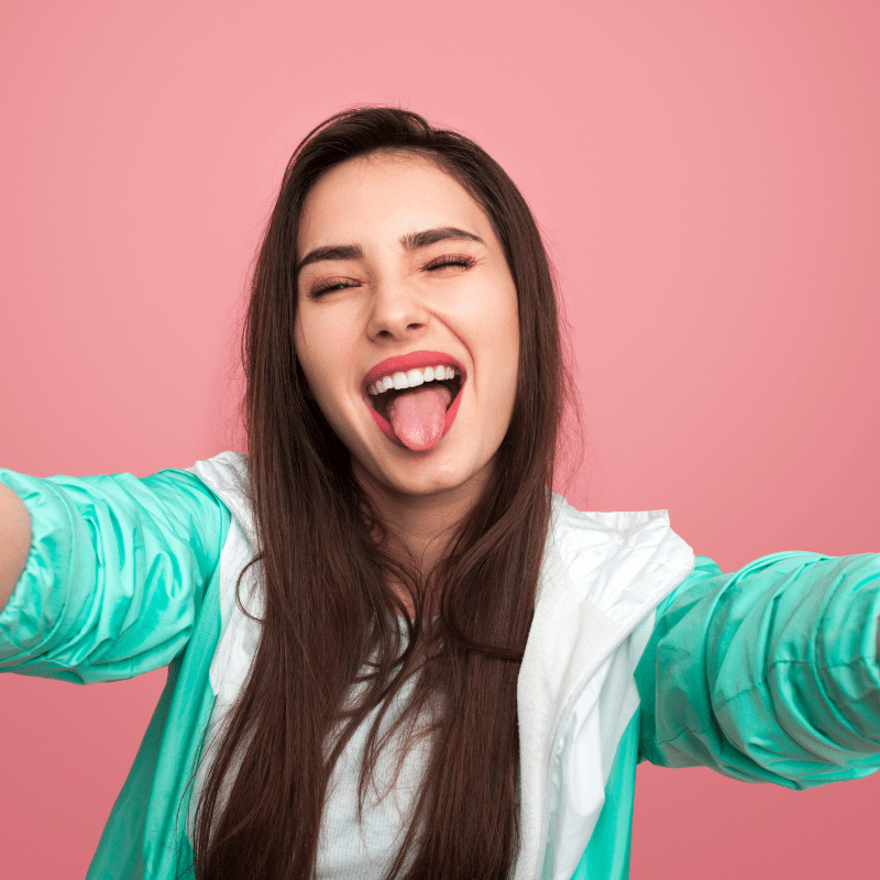 tongue girl sticking tongue out
